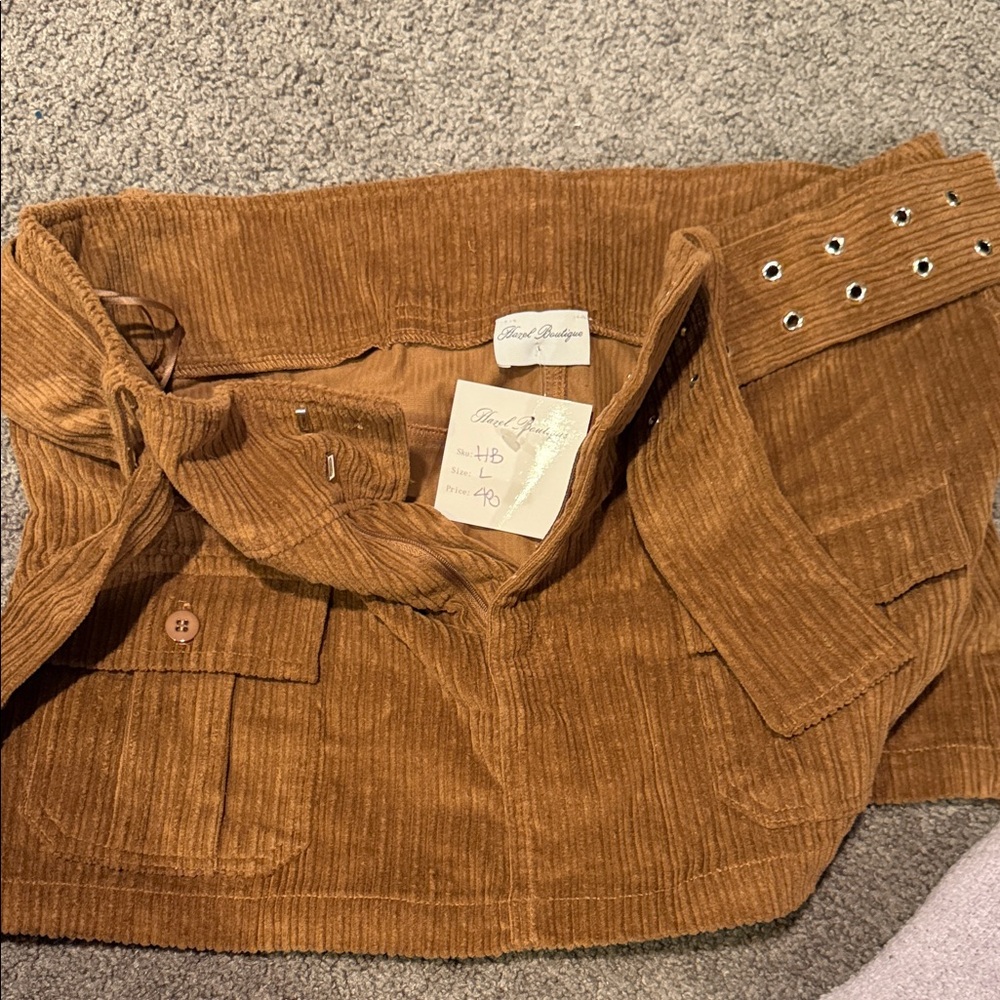 Corduroy Mini Skirt in Camel